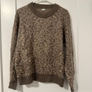 Aerie Brown Leopard Print Oversized Knit Sweater Size Small Women’s